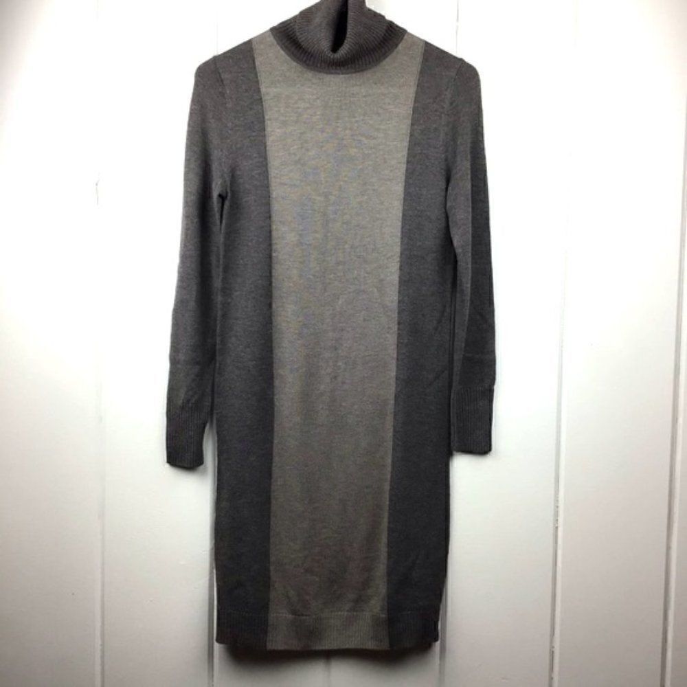 Adrienne Vittadini Sweater Dress Cashmere Brown & Tan Tunic, Size - XS